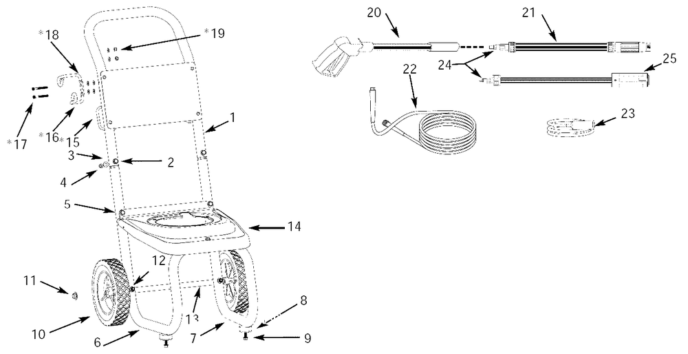 Assembly Parts Diagram and Parts List for PW1755V2LE  Campbell Hausfeld Pressure Washer